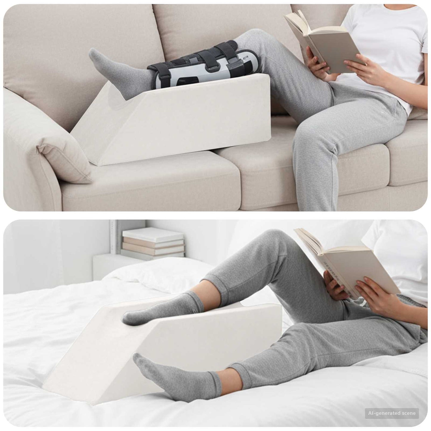 Cuscino per Gambe Bianco 68 x 25 x 21,5 cm Schiuma PU | homemem39