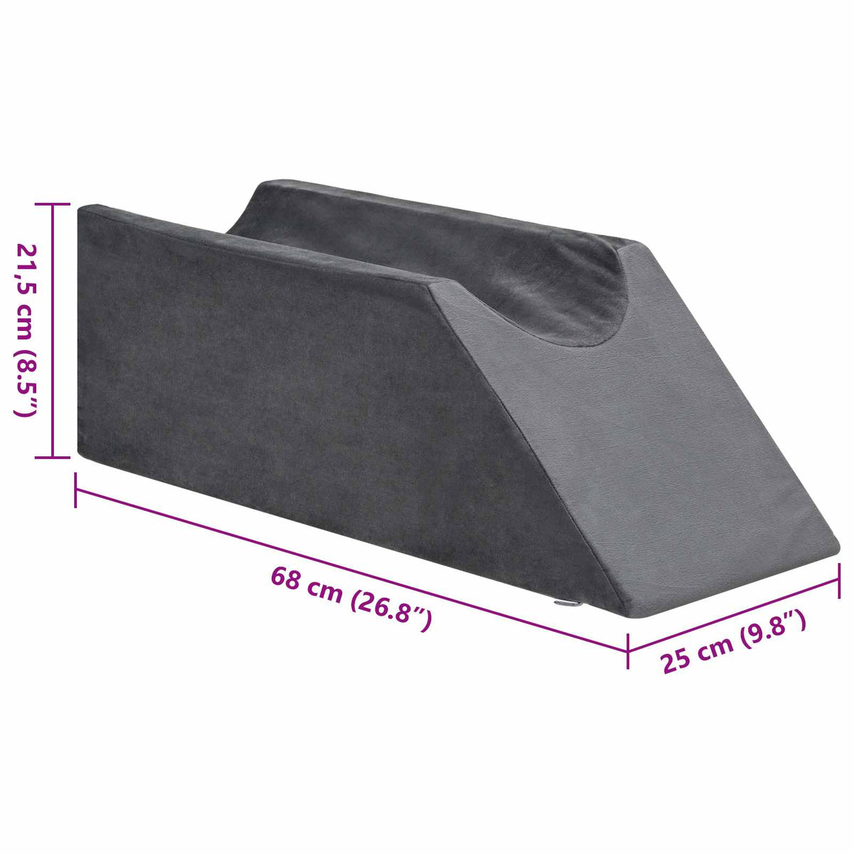 Cuscino per Gambe 68 x 25 x 21,5 cm Duro Schiuma PU Grigio | homemem39