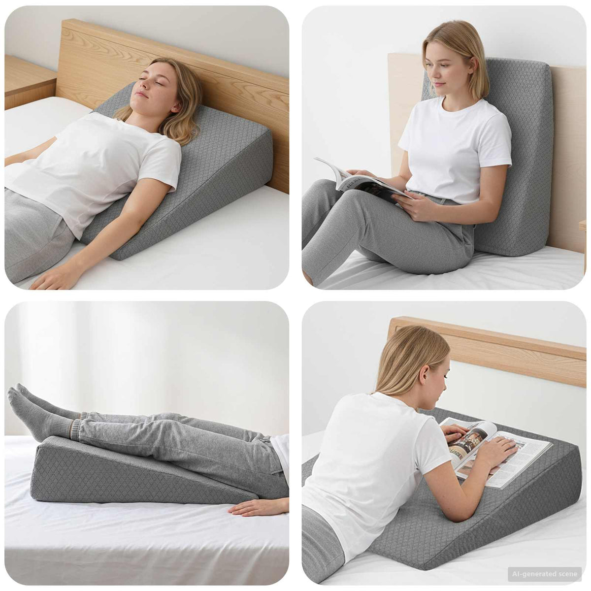 Cuscino a Wedge 69 x 64 x 19 cm Medio Schiuma Memory Grigio | homemem39