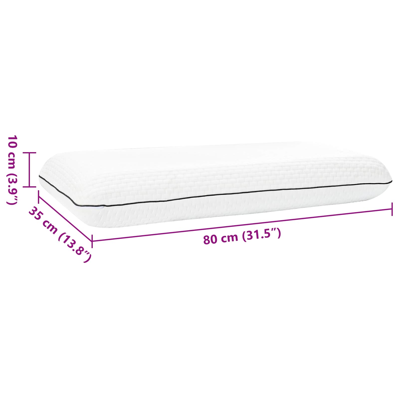 Cuscino da Letto Tinta unita Bianco 80 x 35 x 10 cm Schiuma Gel | homemem39