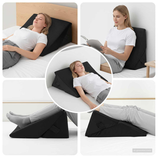 Cuscino a Wedge Nero 55 x 55 x 26 cm Schiuma Memory | homemem39