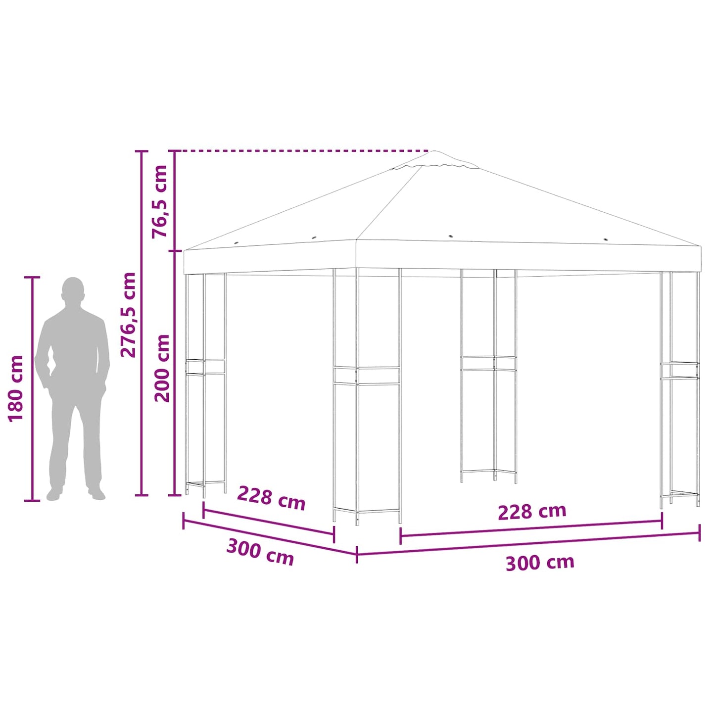 Gazebo 3 x 3 m Beige Poliestere e Acciaio 190 gsm | homemem39