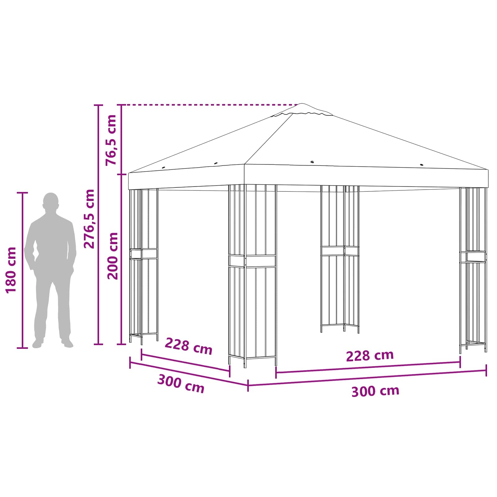 Gazebo 3 x 3 m Antracite Poliestere e Acciaio 190 gsm | homemem39