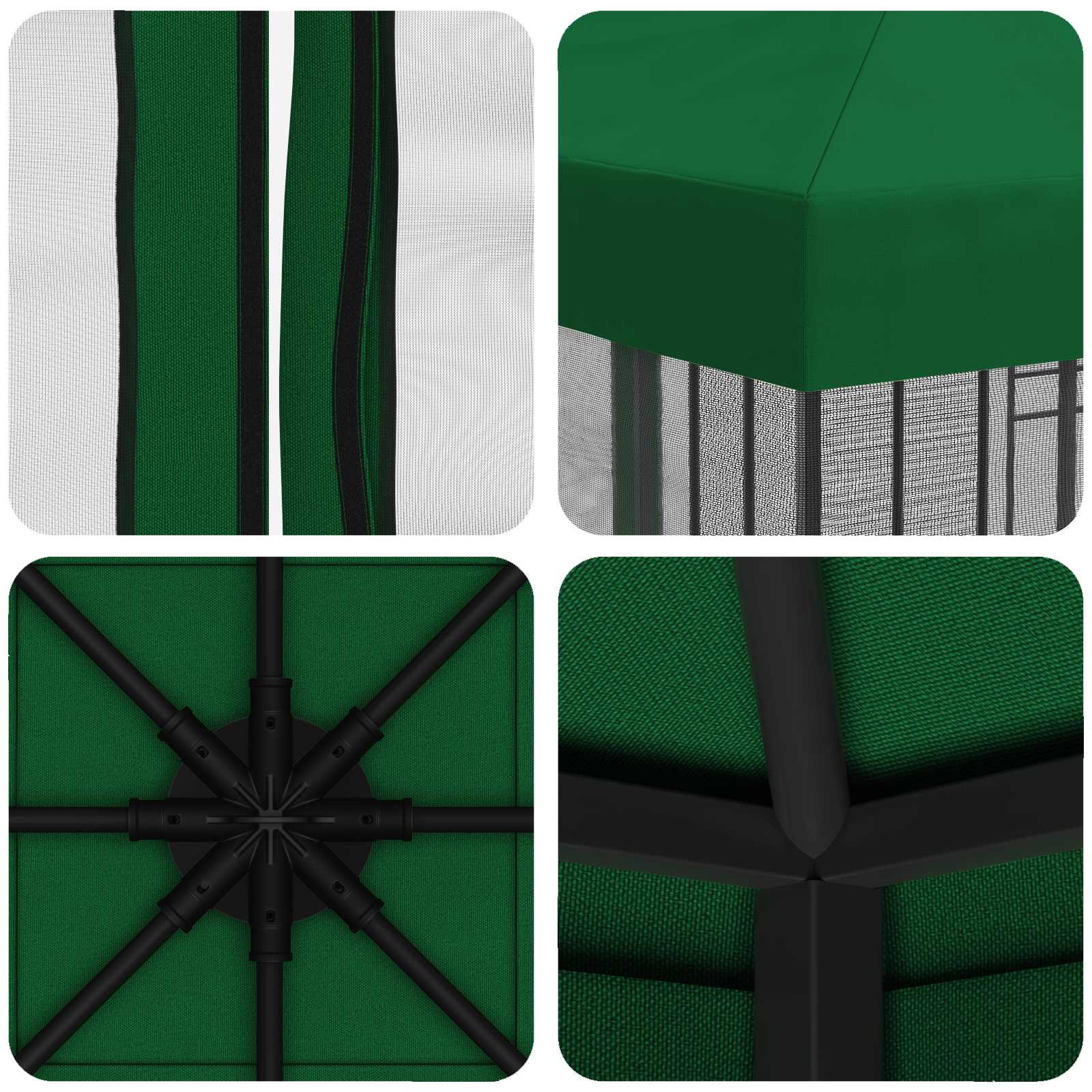 Gazebo da giardino con pareti laterali 3 x 3 m Verde | homemem39