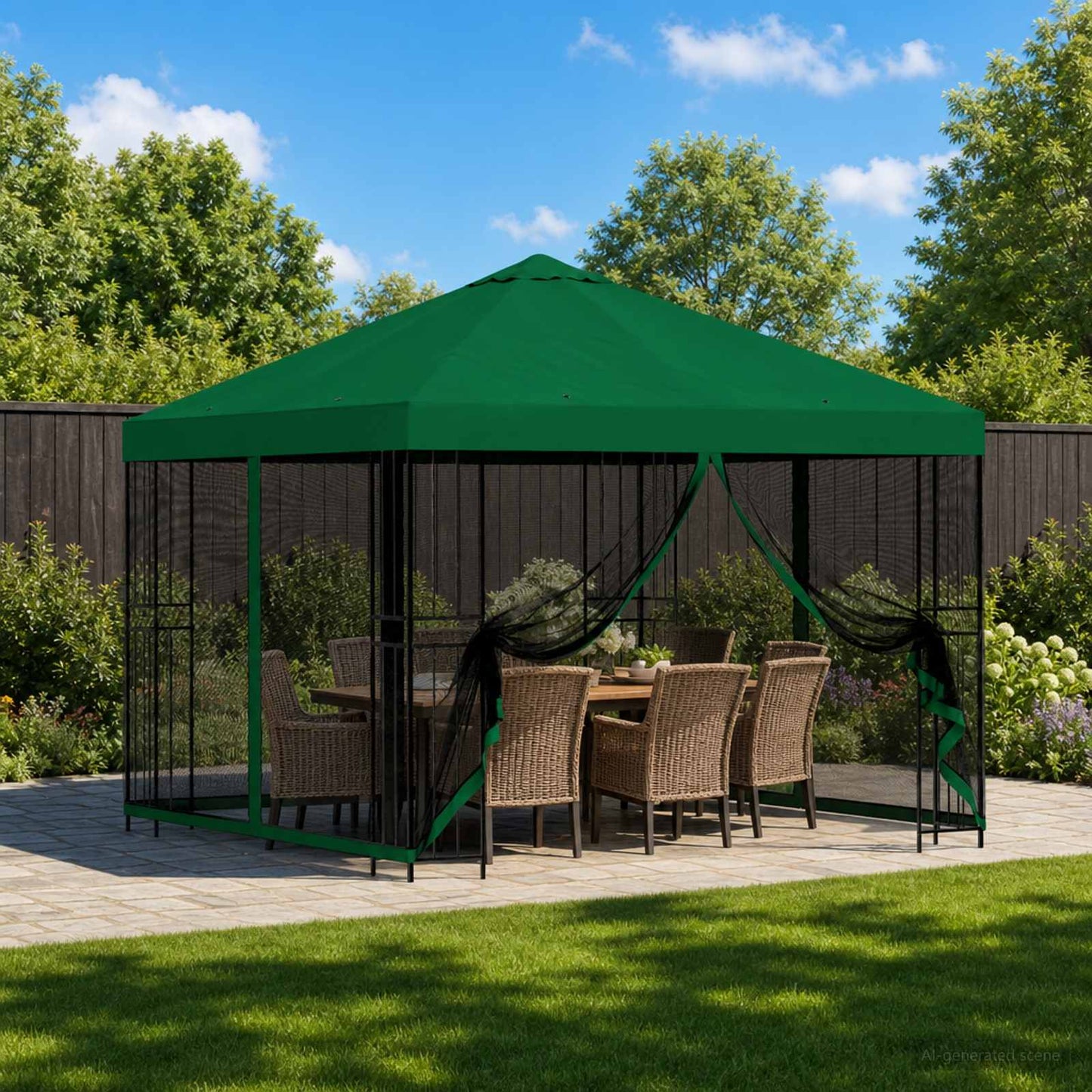 Gazebo da giardino con pareti laterali 3 x 3 m Verde | homemem39