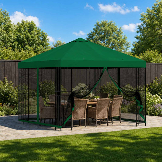 Gazebo da giardino con pareti laterali 3 x 3 m Verde | homemem39