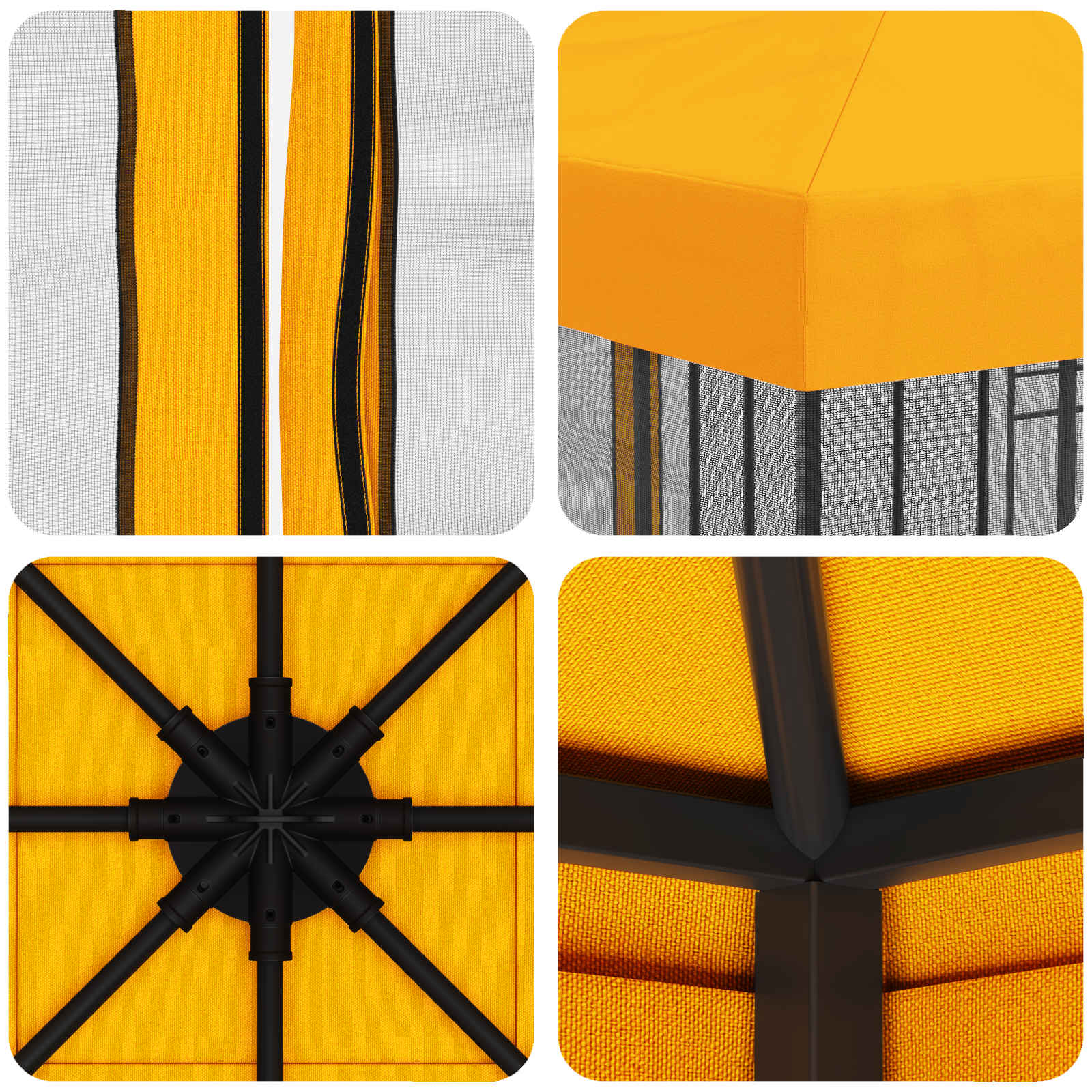 Gazebo da giardino con pareti laterali 3 x 3 m Giallo | homemem39