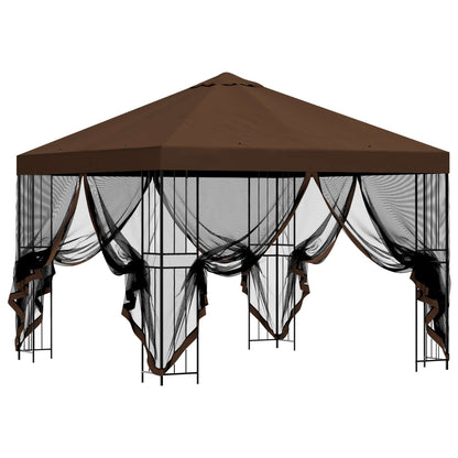 Gazebo da giardino con pareti laterali 3 x 3 m Marrone | homemem39