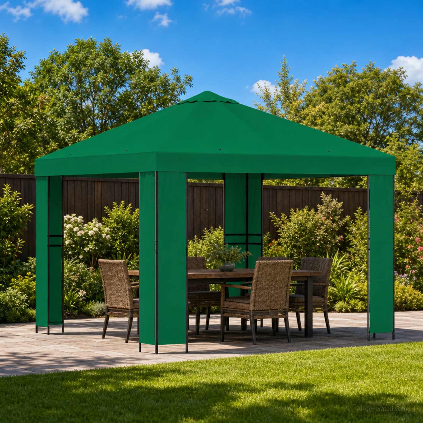 Gazebo 3 x 3 m Verde Poliestere e Acciaio 190 gsm | homemem39