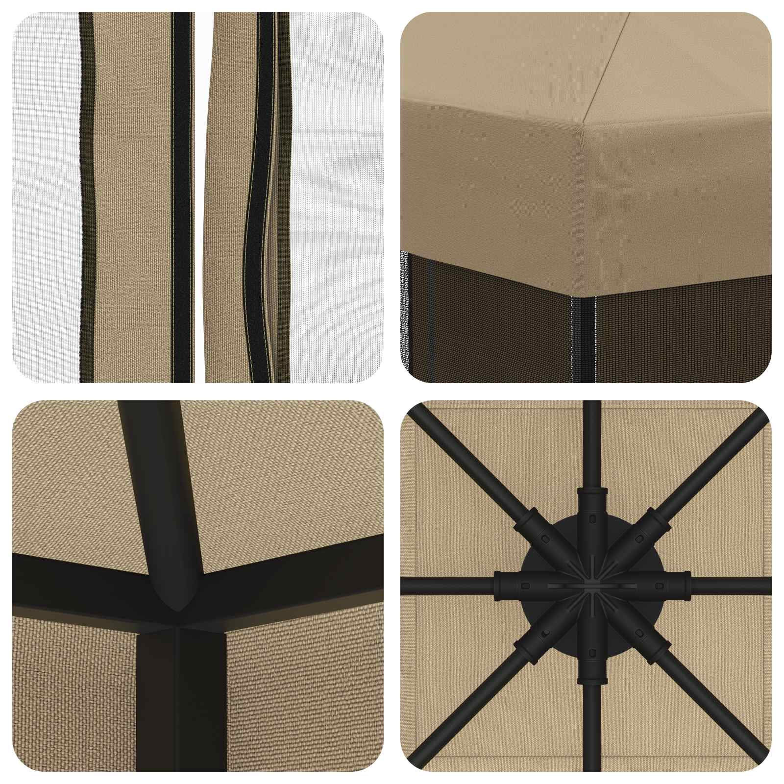 Gazebo da giardino con pareti laterali 3 x 3 m Beige | homemem39