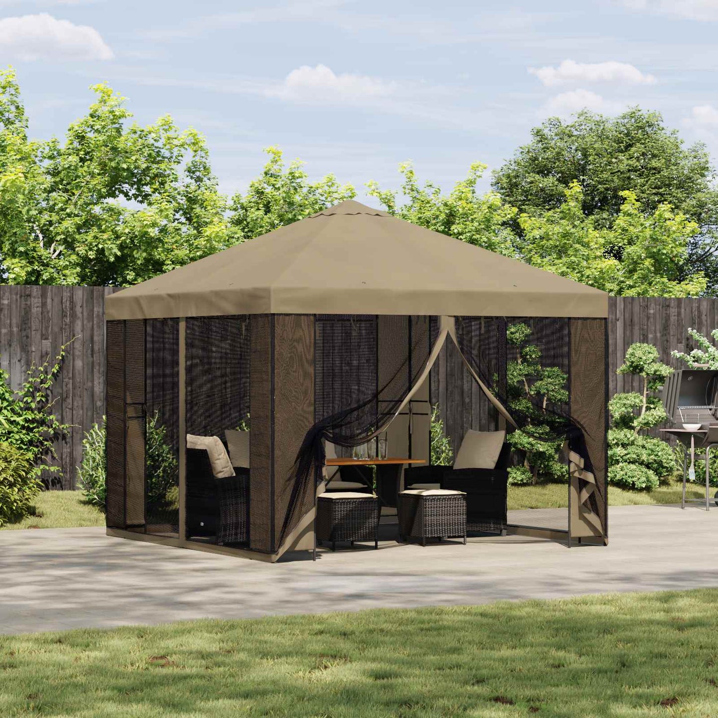 Gazebo da giardino con pareti laterali 3 x 3 m Beige | homemem39