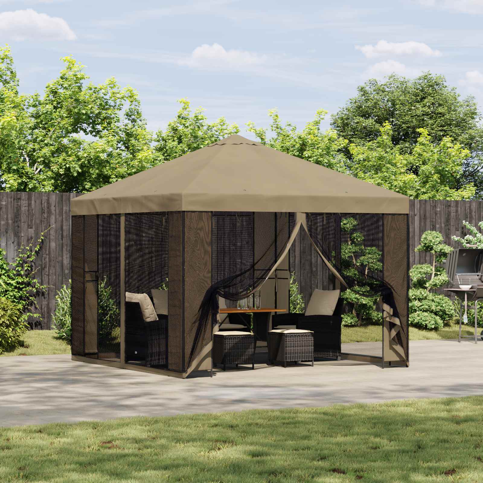 Gazebo da giardino con pareti laterali 3 x 3 m Beige | homemem39