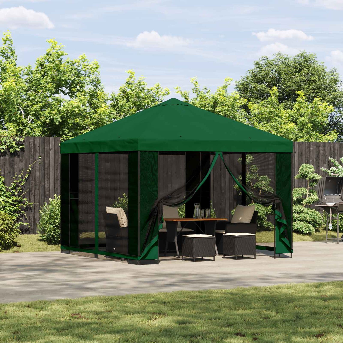Gazebo da giardino con pareti laterali 3 x 3 m Verde | homemem39