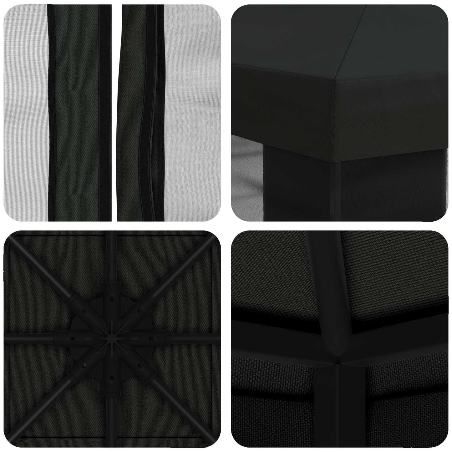 Gazebo da giardino con pareti laterali 3 x 3 m Nero | homemem39