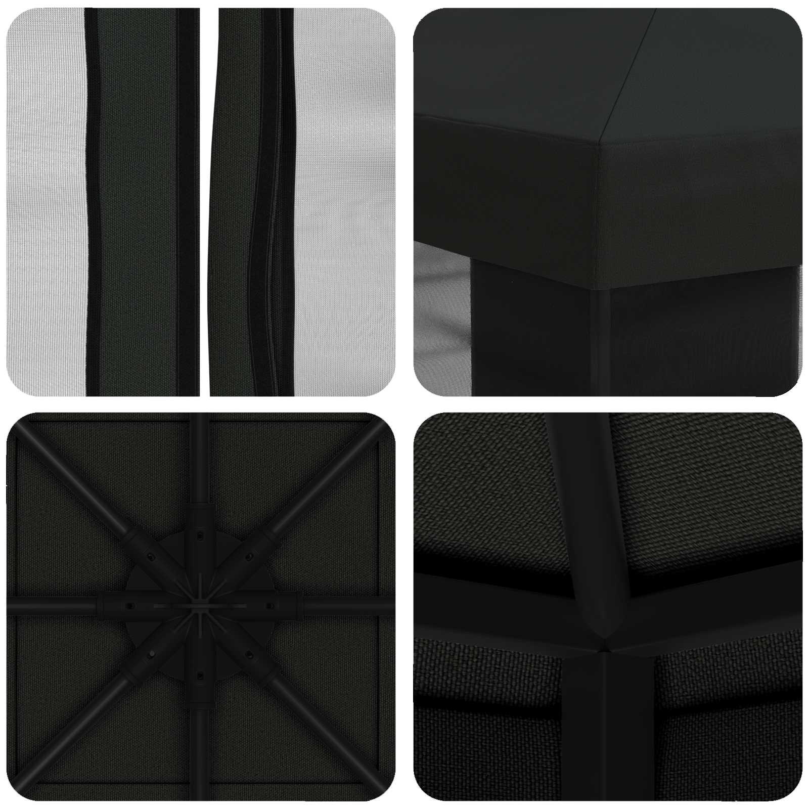 Gazebo da giardino con pareti laterali 3 x 3 m Nero | homemem39