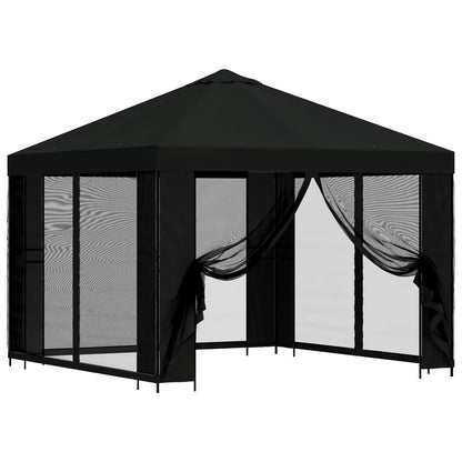 Gazebo da giardino con pareti laterali 3 x 3 m Nero | homemem39