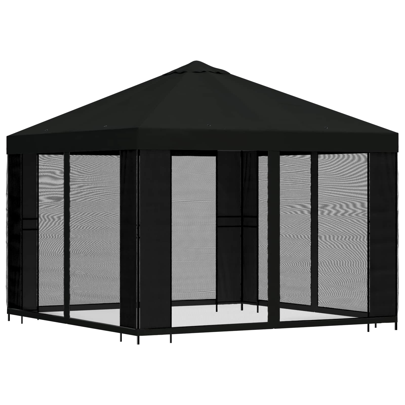 Gazebo da giardino con pareti laterali 3 x 3 m Nero | homemem39