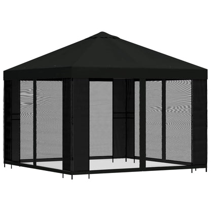 Gazebo da giardino con pareti laterali 3 x 3 m Nero | homemem39