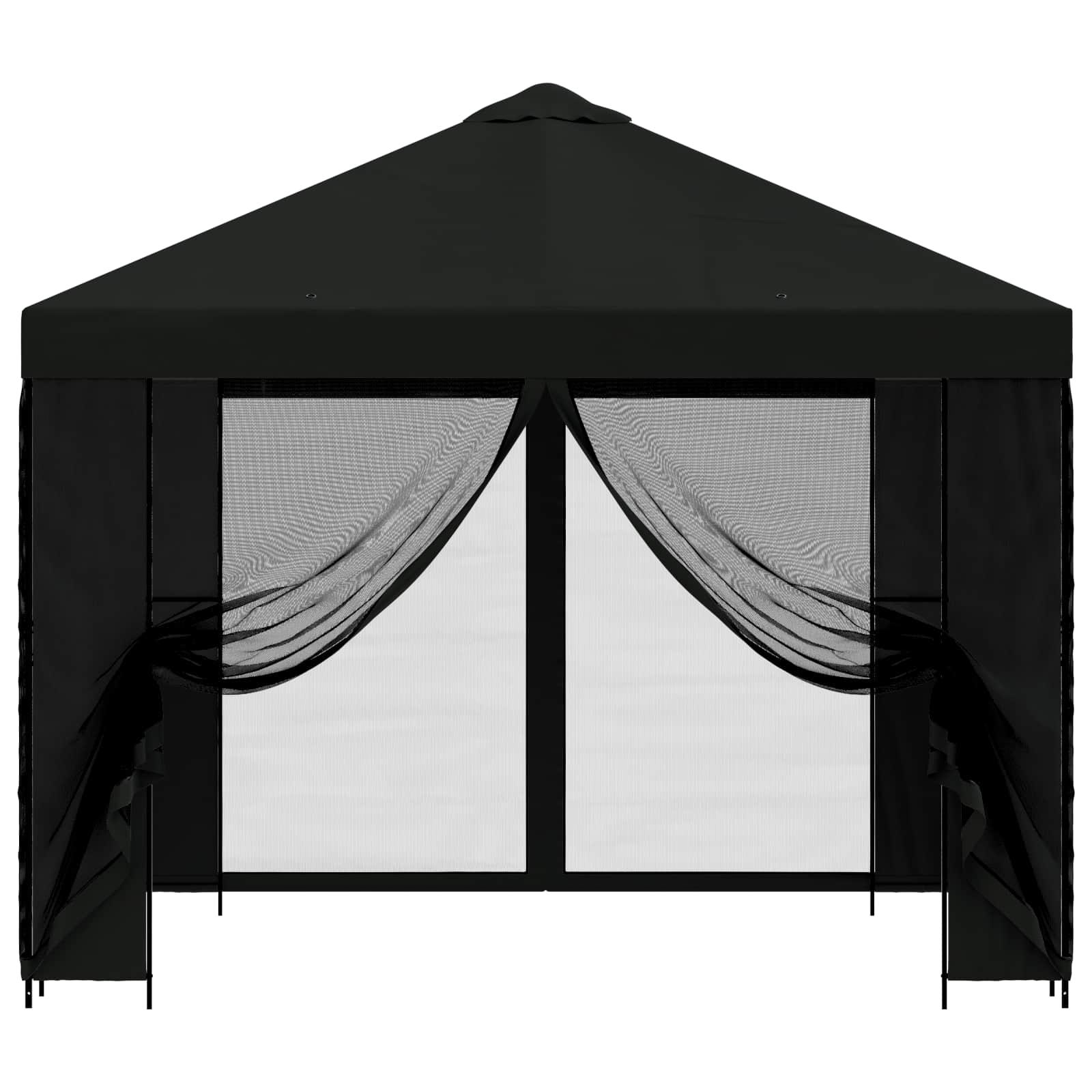 Gazebo da giardino con pareti laterali 3 x 3 m Nero | homemem39
