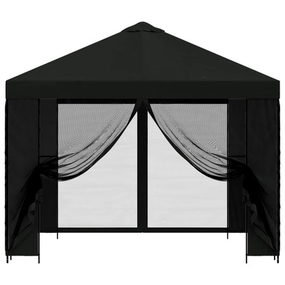Gazebo da giardino con pareti laterali 3 x 3 m Nero | homemem39
