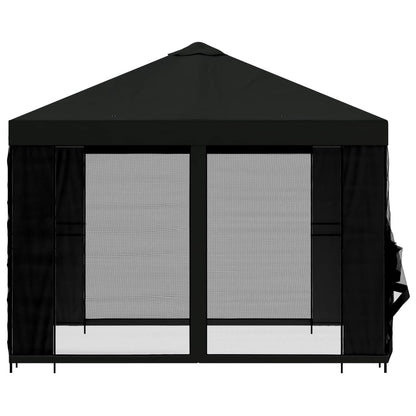 Gazebo da giardino con pareti laterali 3 x 3 m Nero | homemem39