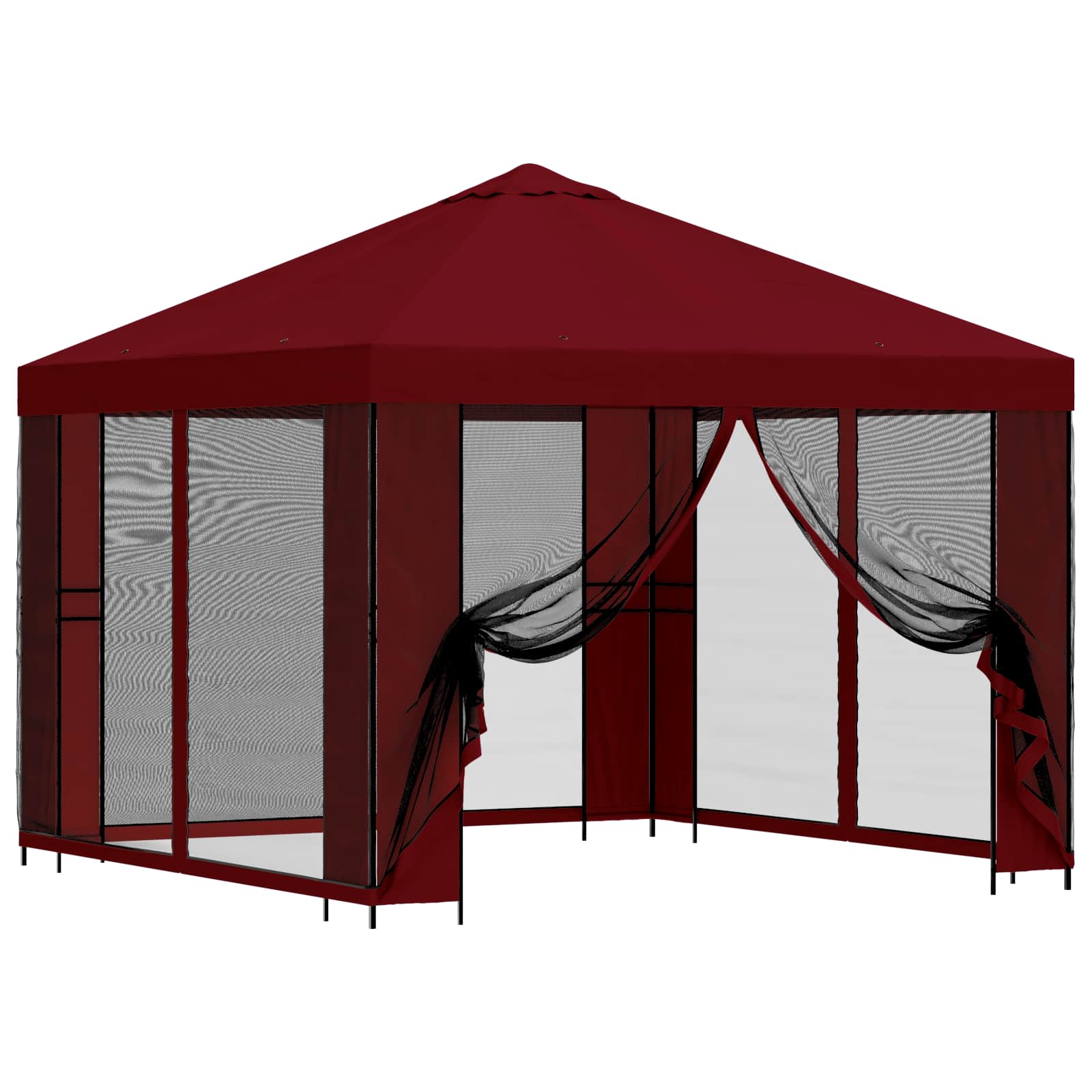 Gazebo da giardino con pareti laterali 3 x 3 m Borgogna | homemem39