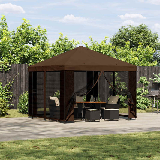 Gazebo da giardino con pareti laterali 3 x 3 m Marrone | homemem39