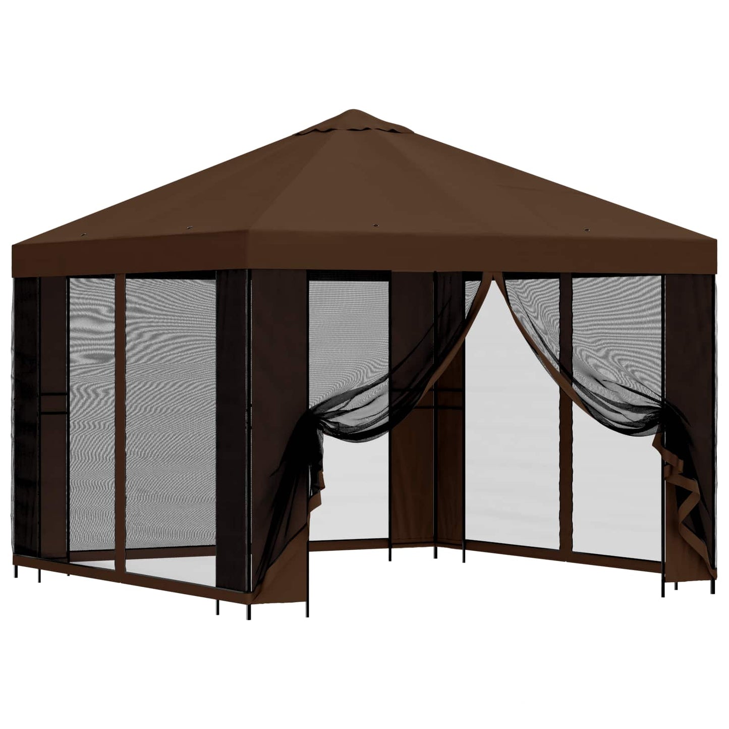 Gazebo da giardino con pareti laterali 3 x 3 m Marrone | homemem39