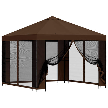 Gazebo da giardino con pareti laterali 3 x 3 m Marrone | homemem39
