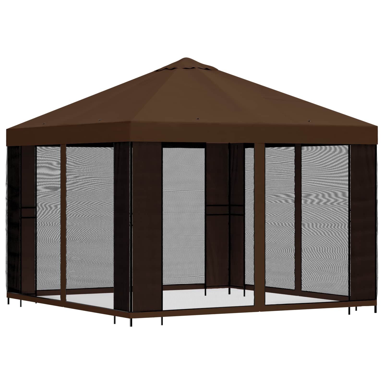 Gazebo da giardino con pareti laterali 3 x 3 m Marrone | homemem39