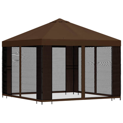 Gazebo da giardino con pareti laterali 3 x 3 m Marrone | homemem39