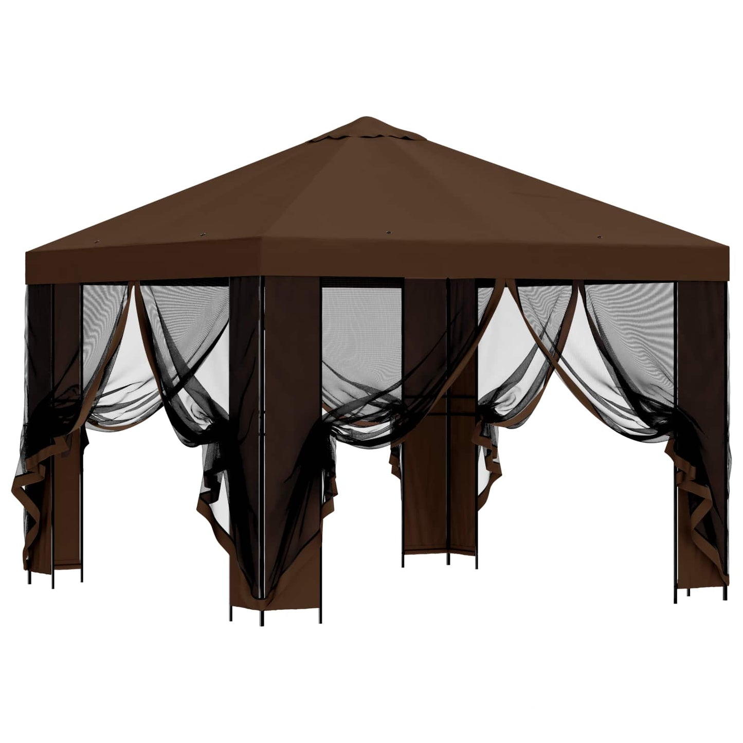 Gazebo da giardino con pareti laterali 3 x 3 m Marrone | homemem39