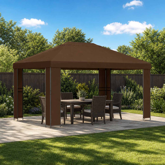 Gazebo 4 × 3 m Marrone Poliestere e Acciaio 190 gsm | homemem39