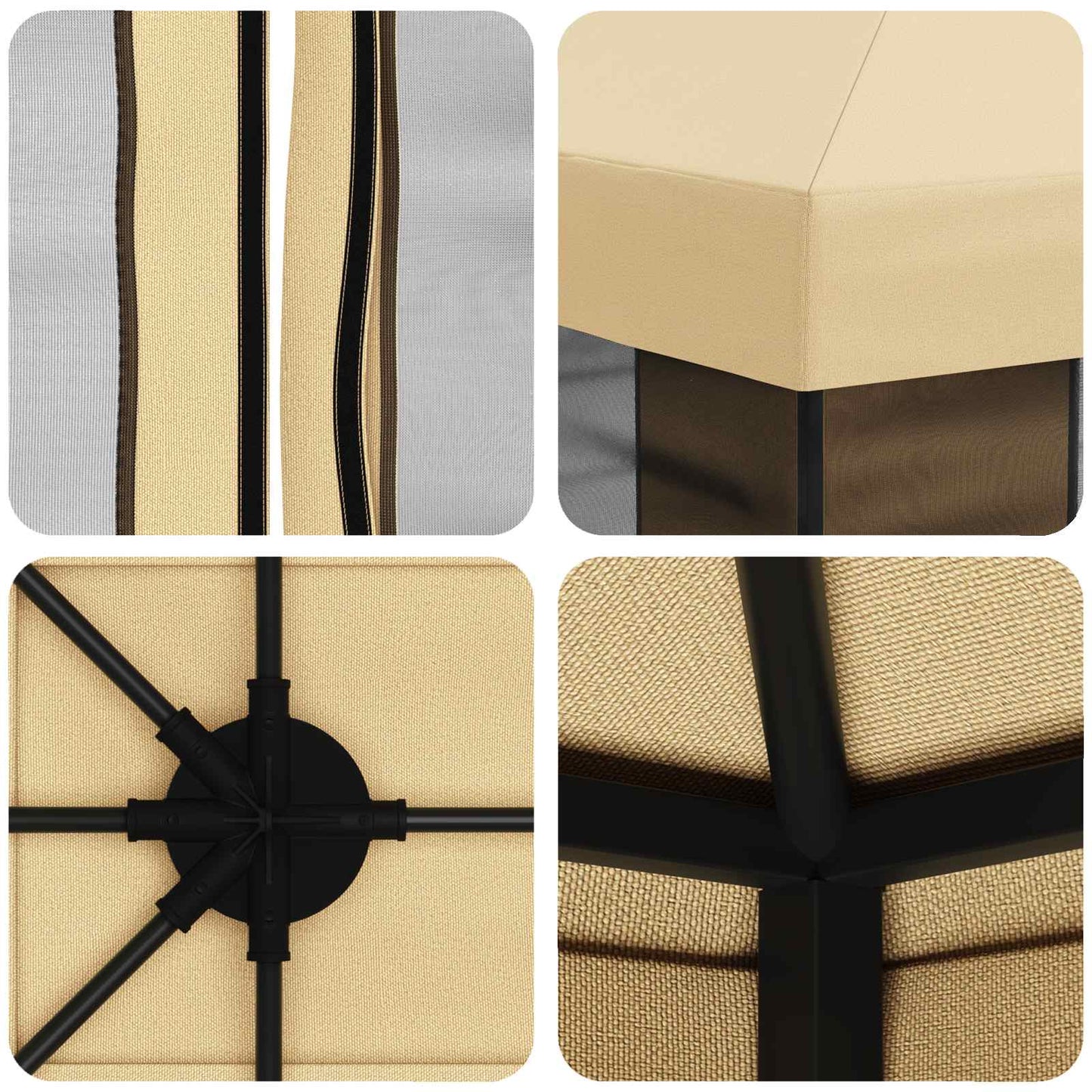 Gazebo da giardino con pareti laterali 4 × 3 m Crema | homemem39