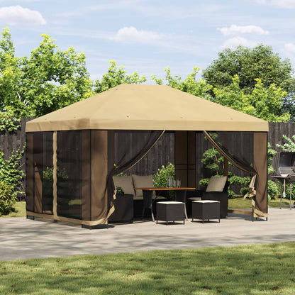 Gazebo da giardino con pareti laterali 4 × 3 m Crema | homemem39