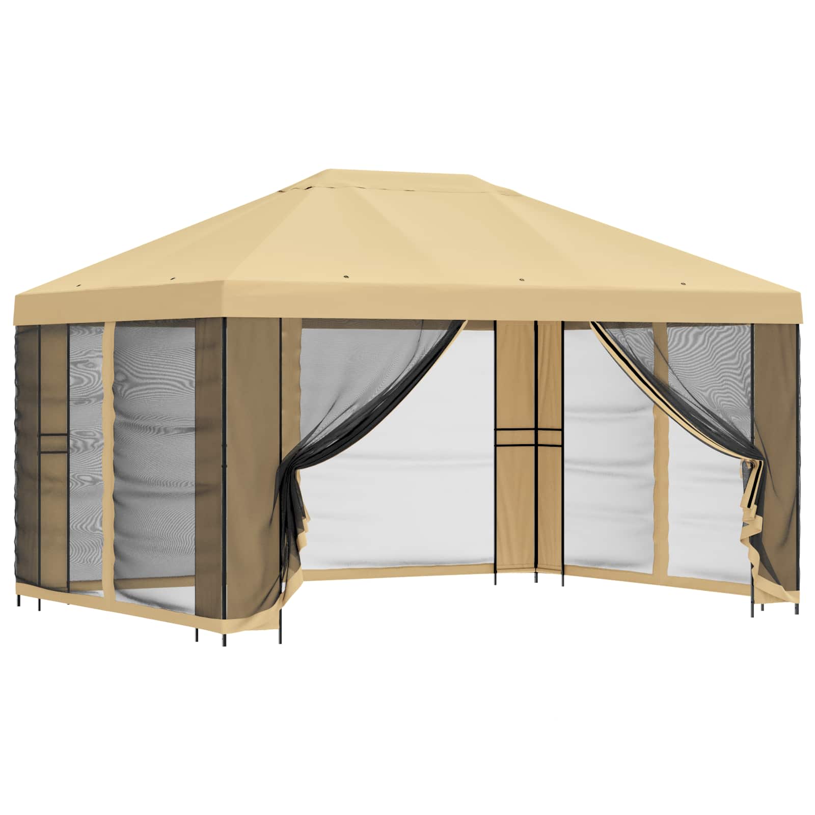 Gazebo da giardino con pareti laterali 4 × 3 m Crema | homemem39