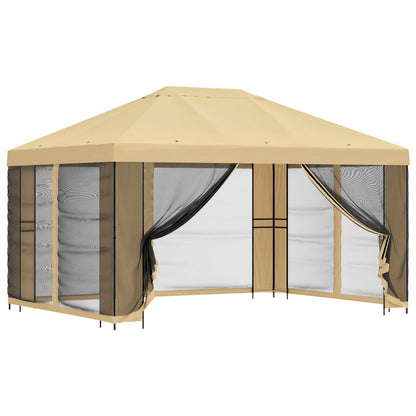 Gazebo da giardino con pareti laterali 4 × 3 m Crema | homemem39