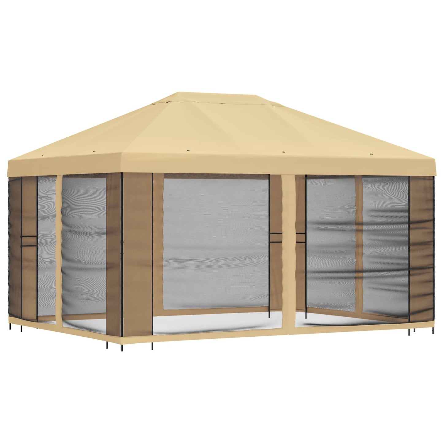 Gazebo da giardino con pareti laterali 4 × 3 m Crema | homemem39