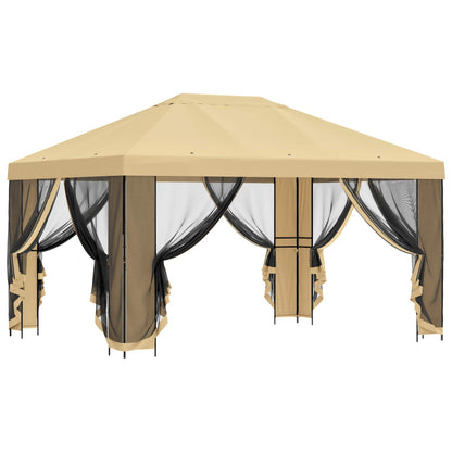 Gazebo da giardino con pareti laterali 4 × 3 m Crema | homemem39