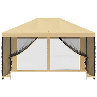 Gazebo da giardino con pareti laterali 4 × 3 m Crema | homemem39