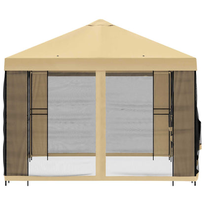 Gazebo da giardino con pareti laterali 4 × 3 m Crema | homemem39