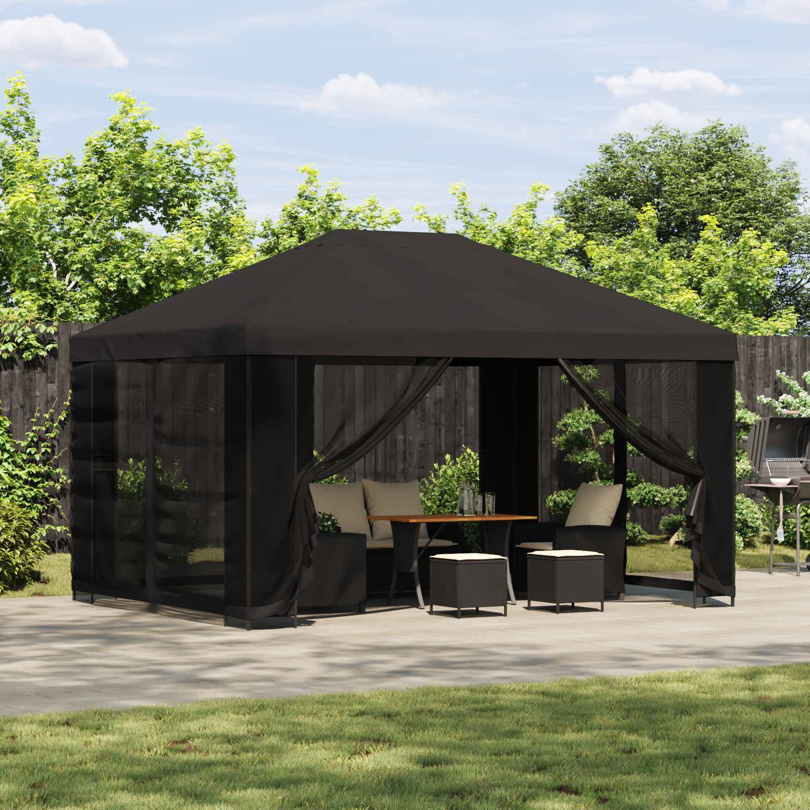 Gazebo da giardino con pareti laterali 4 × 3 m Antracite | homemem39