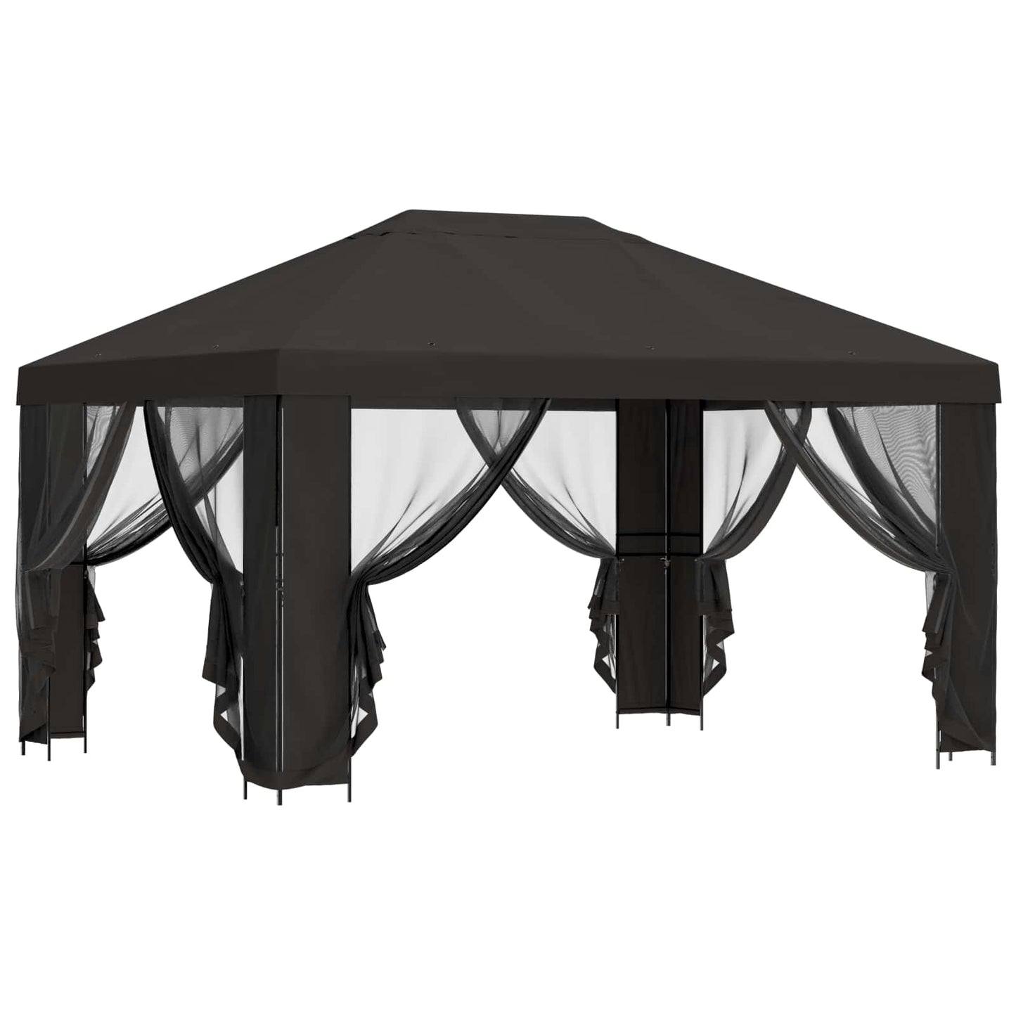 Gazebo da giardino con pareti laterali 4 × 3 m Antracite | homemem39