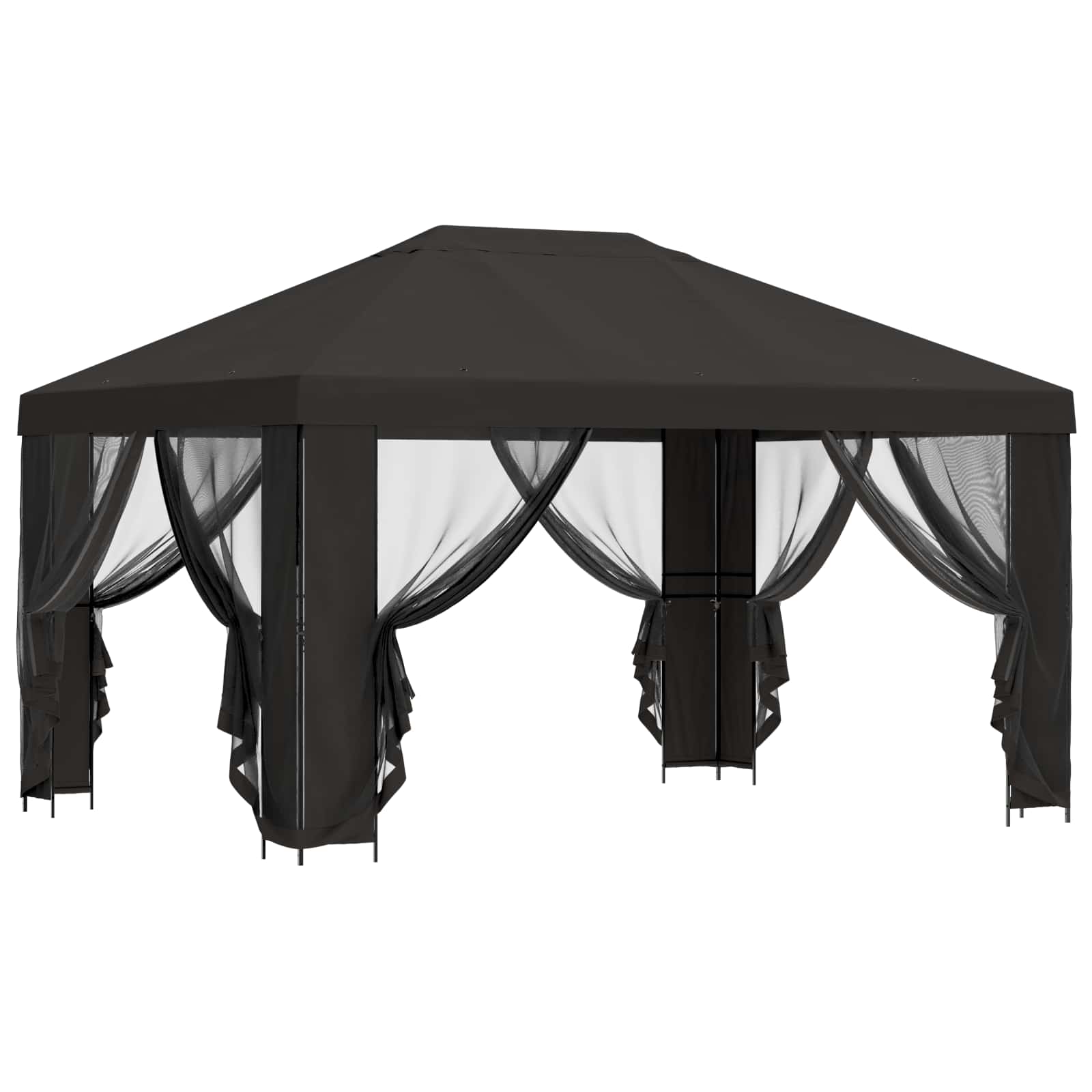 Gazebo da giardino con pareti laterali 4 × 3 m Antracite | homemem39