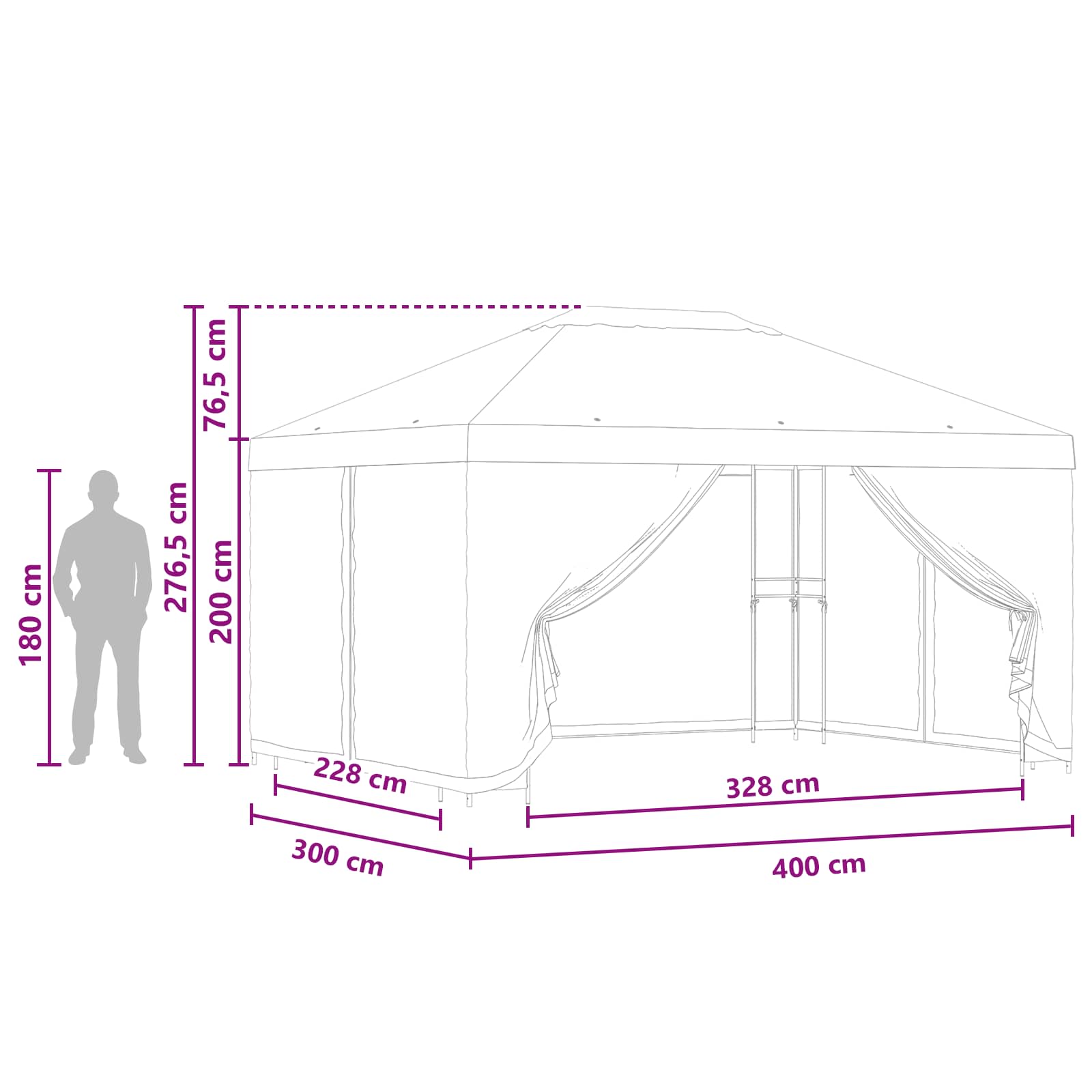 Gazebo da giardino con pareti laterali 4 × 3 m Antracite | homemem39
