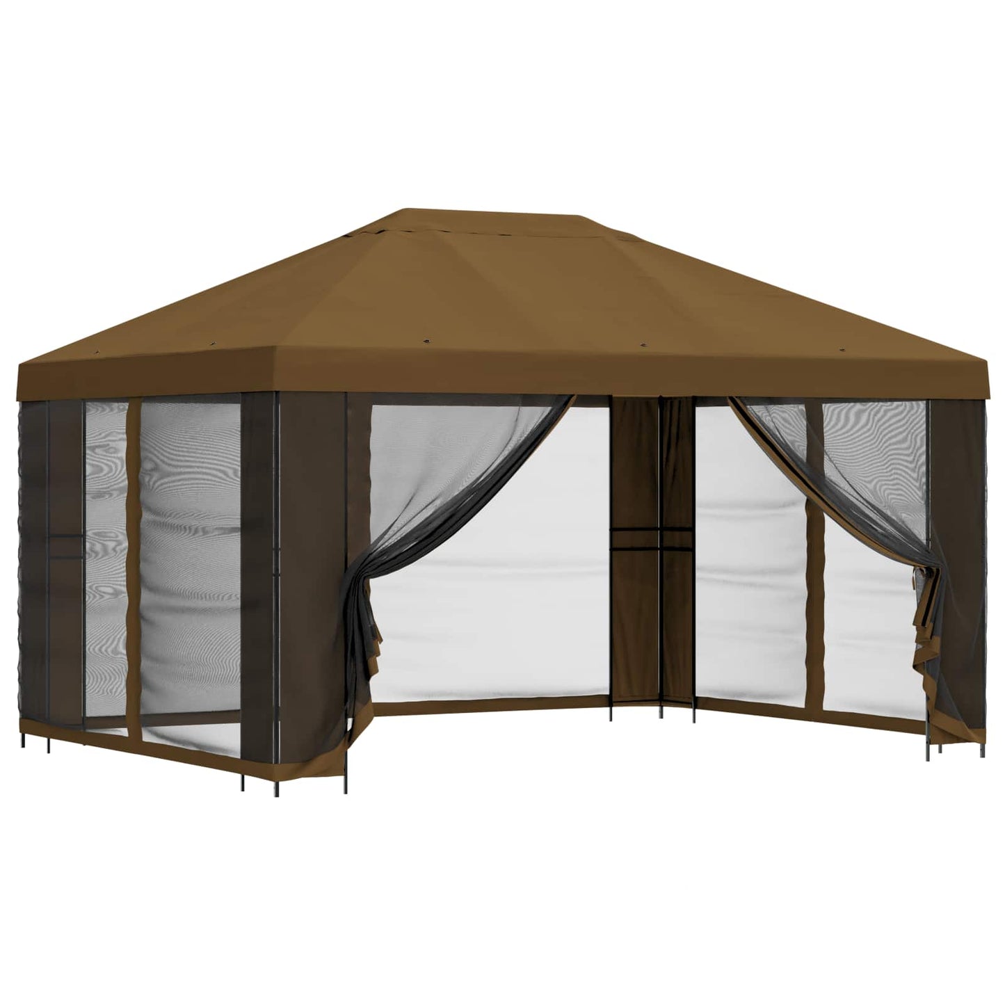 Gazebo da giardino con pareti laterali 4 × 3 m Tortora | homemem39