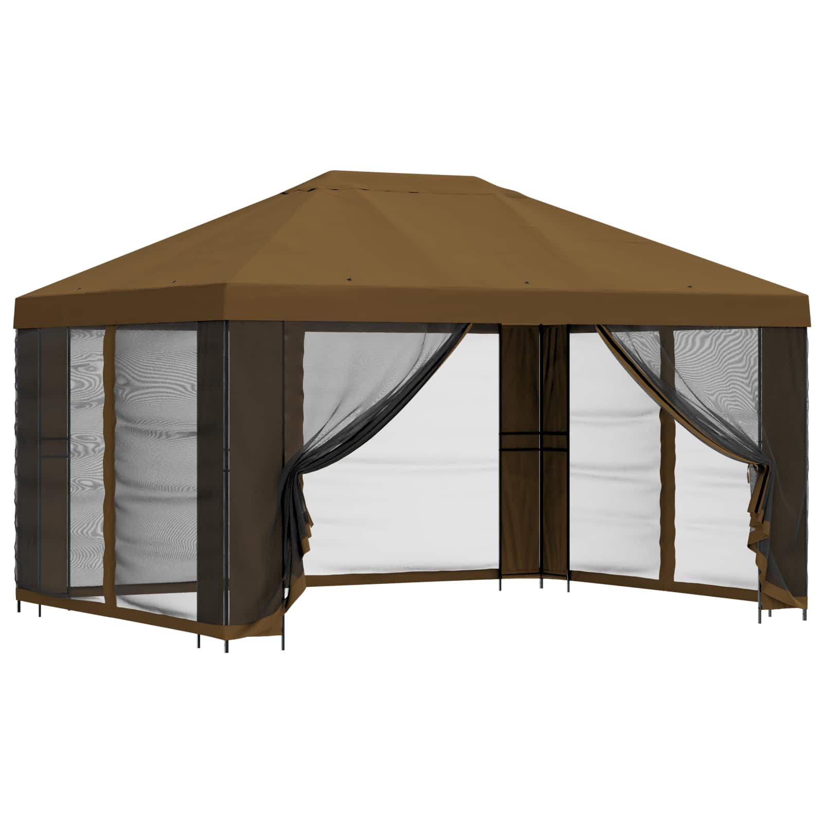 Gazebo da giardino con pareti laterali 4 × 3 m Tortora | homemem39