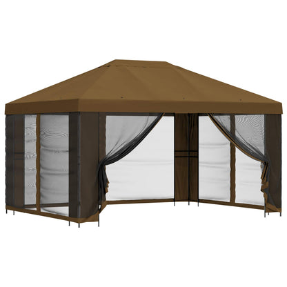 Gazebo da giardino con pareti laterali 4 × 3 m Tortora | homemem39