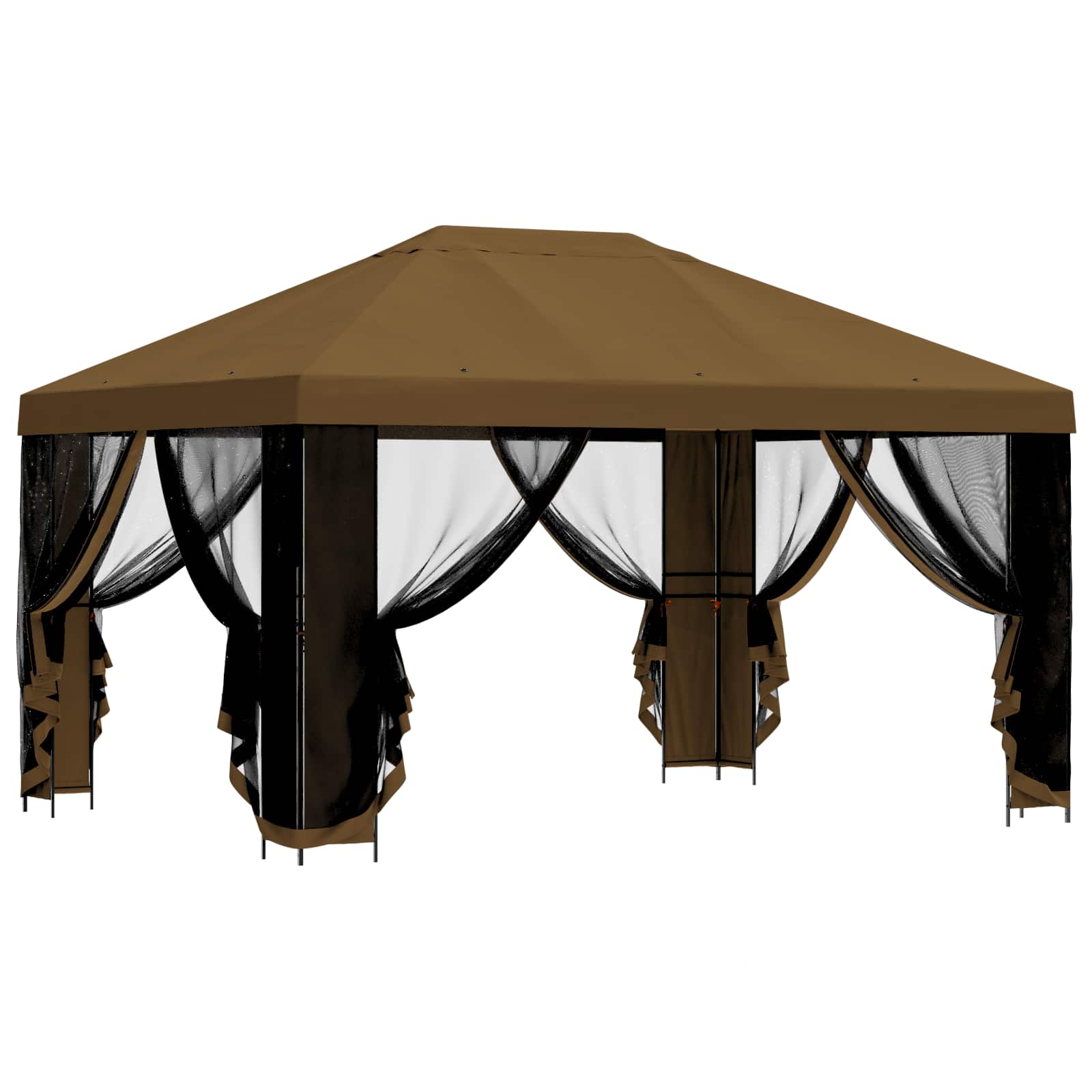 Gazebo da giardino con pareti laterali 4 × 3 m Tortora | homemem39