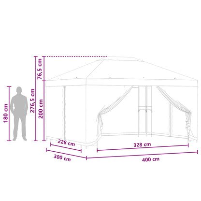 Gazebo da giardino con pareti laterali 4 × 3 m Tortora | homemem39